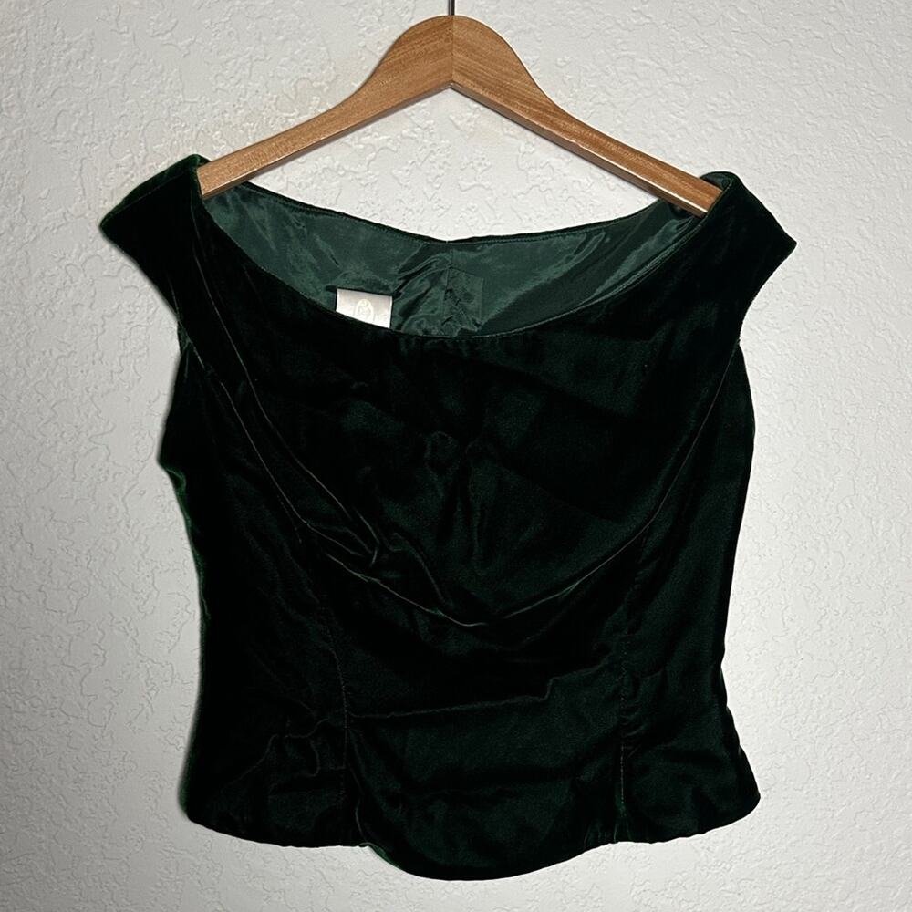 Vintage Watters and Watters Dark Green Velvet Blouse Crop Top Regal Victorian